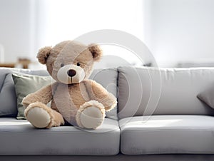 brown teddy bear with a blank sign with space for copy