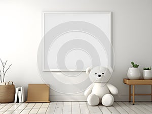 brown teddy bear with a blank sign with space for copy