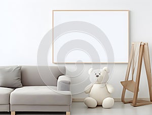 brown teddy bear with a blank sign with space for copy