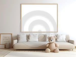 brown teddy bear with a blank sign with space for copy