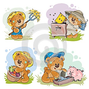 Brown teddy bear farmer, beekeeper