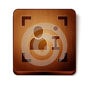 Brown Television report icon isolated on white background. TV news. Wooden square button. Vector