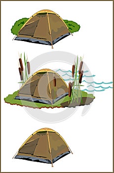 Brown tent on the nature