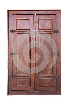 Brown timber wood door isolated on white background