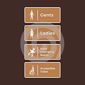 Brown toilet sign age set vector drawings