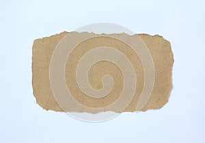 Brown torn paper on white background