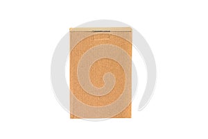 Brown tray or brown paper package or cardboard box isolated on w