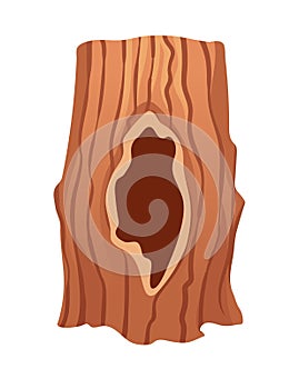 Brown tree hollow trunk vector illustration isolated on white background