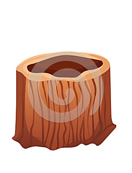 Brown tree hollow trunk vector illustration isolated on white background