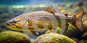 The Brown trout Salmo trutta fario in the aquarium AI-Generated Content photo