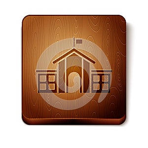 Brown United States Capitol Congress icon isolated on white background. Washington DC, USA. Wooden square button. Vector