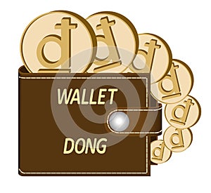 Brown wallet with coins