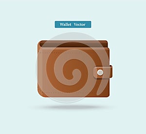 Brown wallet full of green dollars vector illlustration