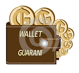 Brown wallet with guarani coins