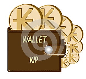 Brown wallet with kip coins