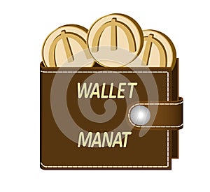 Brown wallet with manat coins