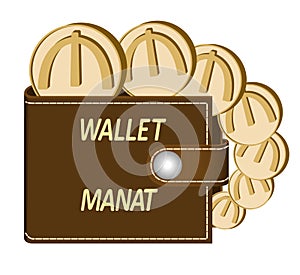 Brown wallet with manat coins