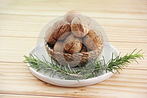 Brown walnut in a hard shell