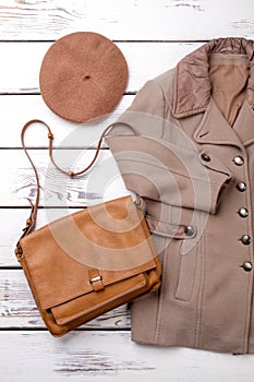 Brown warm womens winter clothing.