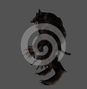 Brown Werewolf Isolated Image In A Gray Background