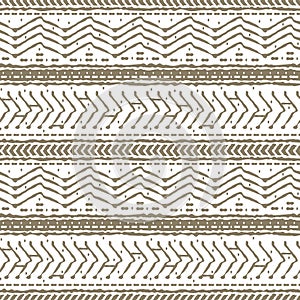 Brown white abstract seamless repeat endless pattern. broken and dotted line, zigzag, circles or dots and other shapes. Rough