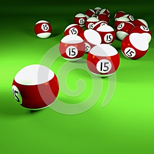 Brown white billiard balls number fifteen