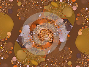 Brown white bluel spiral fractal shiny forms, forms abstract design, energy pattern