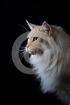 Brown white cat looking a side