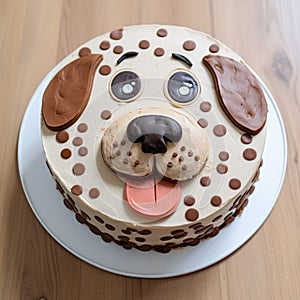 Brown And White Dog Cake - Nikon D850 Style - Pudding Face Cake