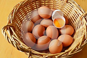 Brown and white eggs