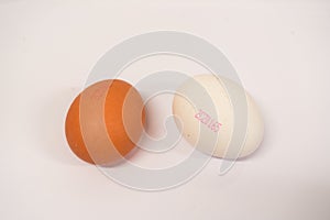 Brown and White Eggs with Expiration Date