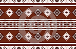 Seamless Brown and White Geometric Ethnic Pattern Design for Fabric Textile