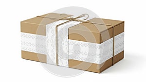 Brown and white gift boxes isolated on white background