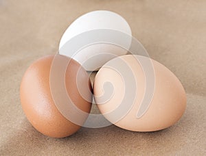 Brown, White, Light Brown Hen Eggs.
