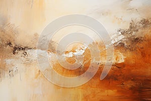 Brown, White and Orange Abstract Modern Art Acrylic Canvas Painting