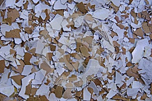 Brown and white pattern of broken egg shells