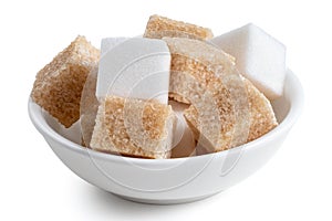 Brown and white sugar cubes