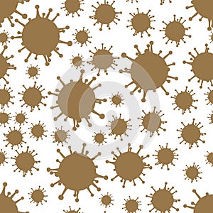 Brown on White Virus Pattern Seamless Repeat Background