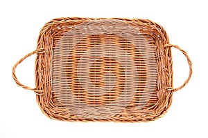 Brown wicker basket, top view