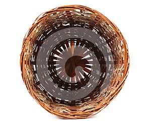 Brown wicker basket top view