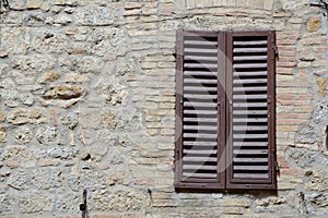 Brown window shutters