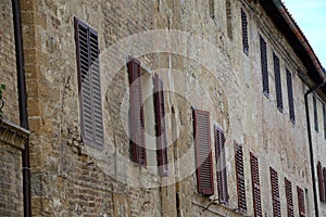 Brown window shutters