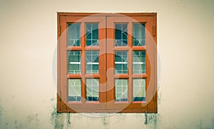 Brown Windows Frame on Grunge Background Vintage Style