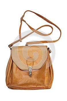 Brown women\'s handbag isolated on white background. Women\'s accessories