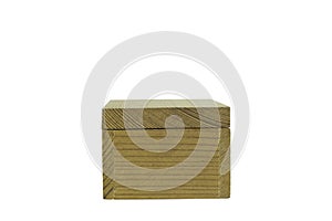 Brown wood box isolated on white background with clipping path