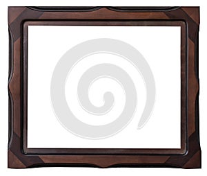 Brown wood frame of photo on isolate white