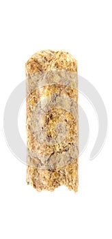 Brown wood pellets  isolated white background. natural pile of wood pellets. organic biofuels texture. Alternative biofuel from