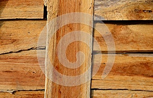 Brown wood texture background, Background of dry chopped firewood logs in a pile