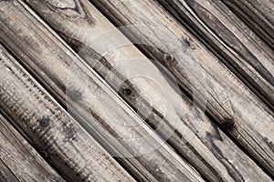 Brown wood texture background in diagonal. Vintage, abstract, empty template