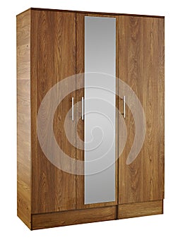 Brown wood wardrobe isolated on white background